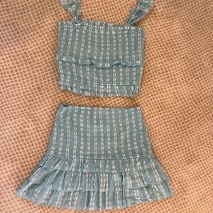 SAYLOR Blue White Tiered Skater Skirt